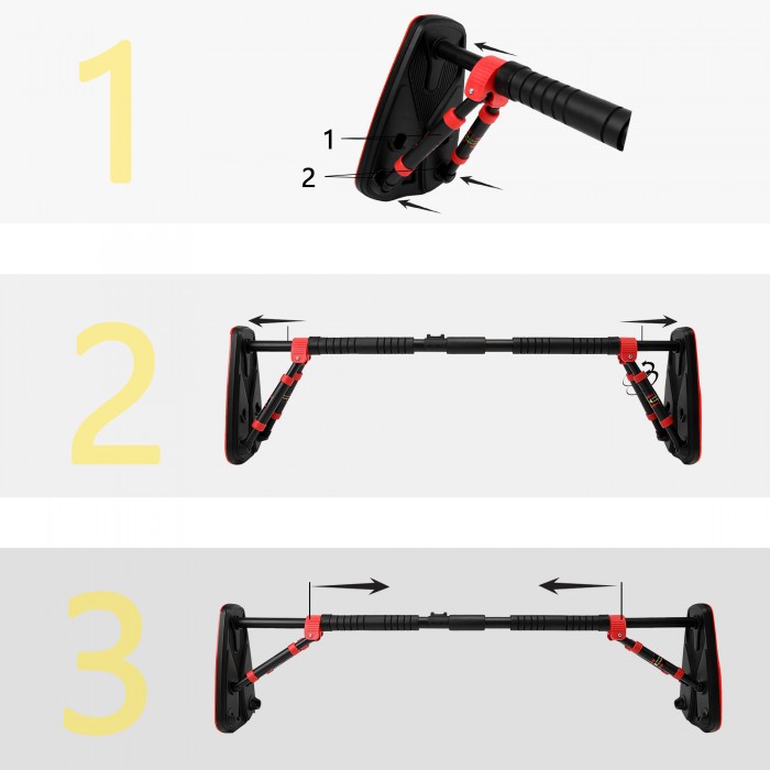 Турнік у дверний отвір розсувний Cornix Elite+ 100-140 см XR-0295 Black/Red