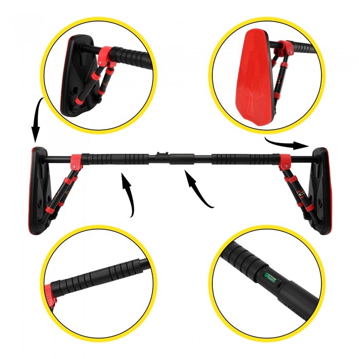 Турнік у дверний отвір розсувний Cornix Elite+ 100-140 см XR-0295 Black/Red