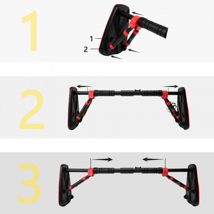 Турнік у дверний отвір розсувний Cornix Elite+ 65-90 см XR-0293 Black/Red