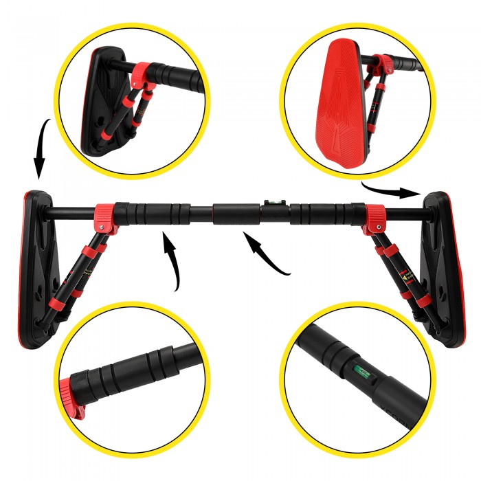 Турнік у дверний отвір розсувний Cornix Elite+ 65-90 см XR-0293 Black/Red