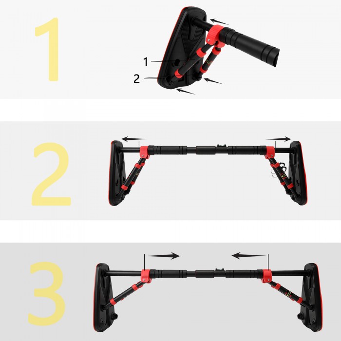 Турнік у дверний отвір розсувний Cornix Elite+ 80-120 см XR-0294 Black/Red