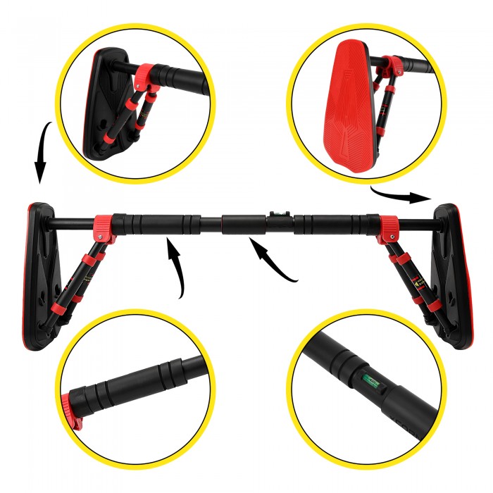 Турнік у дверний отвір розсувний Cornix Elite+ 80-120 см XR-0294 Black/Red