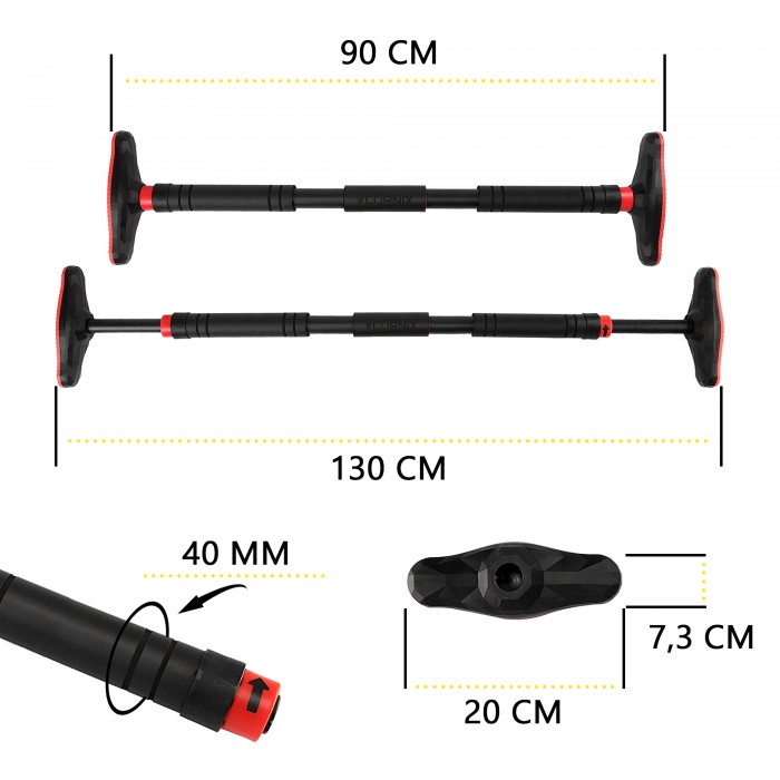 Турнік розсувний Cornix Pro 90-130 см XR-0284 Black/Red