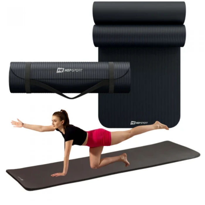 Килимок для фітнесу та йоги Hop-Sport HS-NB015GM NBR 1,5 см чорний