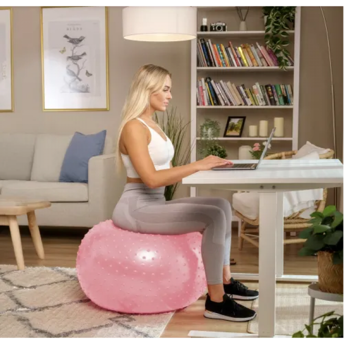 Фитбол массажный Hop-Sport 65см розовый + насос