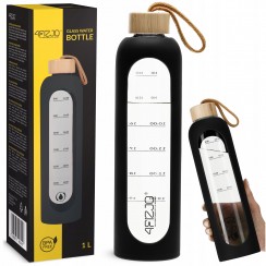 Бутылка для воды спортивная 4FIZJO 1000 мл стеклянная Black (P-5905973403917)