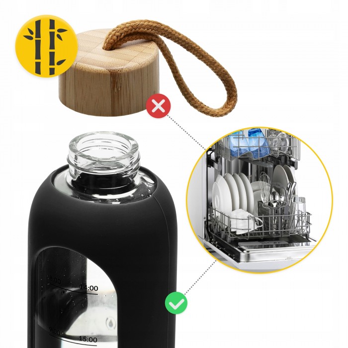 Пляшка для води спортивна 4FIZJO 1000 мл скляна Black (P-5905973403917)