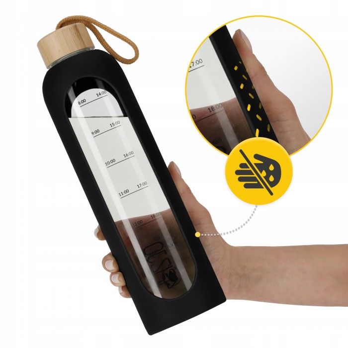 Пляшка для води спортивна 4FIZJO 1000 мл скляна Black (P-5905973403917)