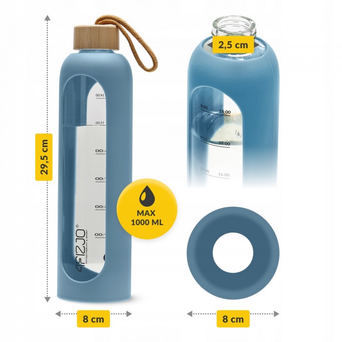 Бутылка для воды спортивная 4FIZJO 1000 мл стеклянная Blue (P-5905973403894)