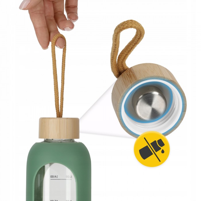 Бутылка для воды спортивная 4FIZJO 1000 мл стеклянная Olive (P-5905973403900)