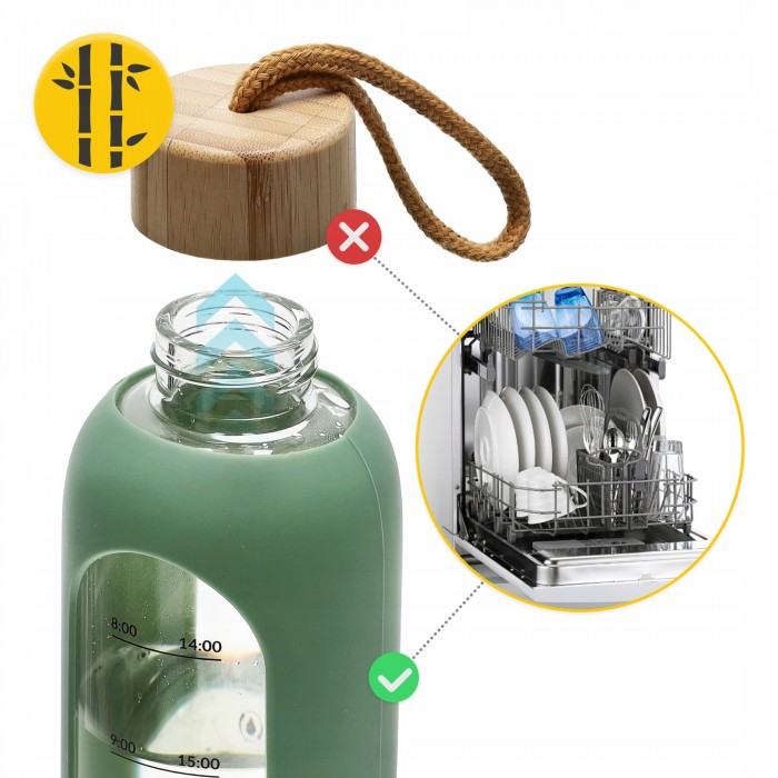 Бутылка для воды спортивная 4FIZJO 1000 мл стеклянная Olive (P-5905973403900)