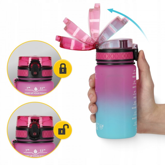 Пляшка для води спортивна 4FIZJO 500 мл Pink/Sky Blue (P-5905973400749)
