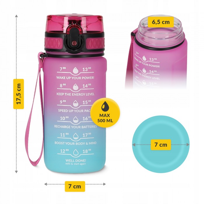 Пляшка для води спортивна 4FIZJO 500 мл Pink/Sky Blue (P-5905973400749)