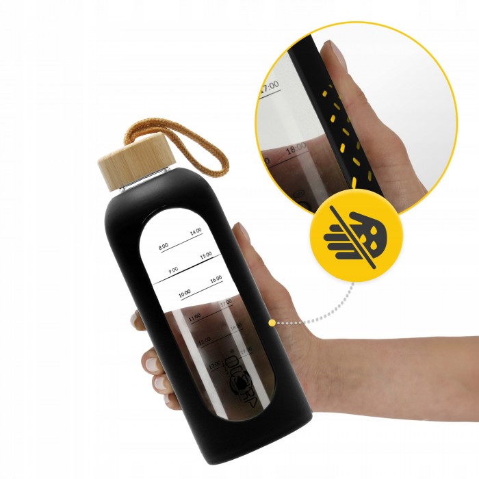 Пляшка для води спортивна 4FIZJO 750 мл скляна Black (P-5905973404174)