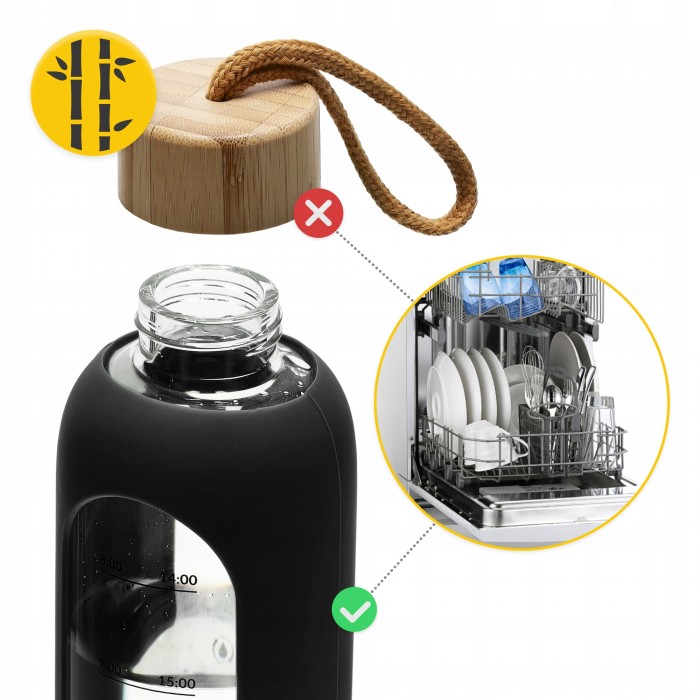 Пляшка для води спортивна 4FIZJO 750 мл скляна Black (P-5905973404174)