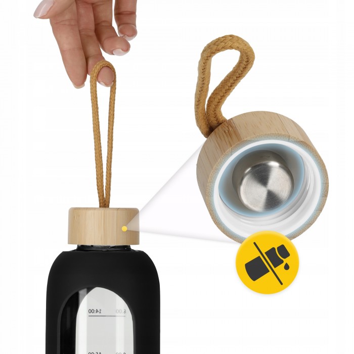 Пляшка для води спортивна 4FIZJO 750 мл скляна Black (P-5905973404174)