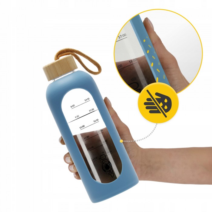 Пляшка для води спортивна 4FIZJO 750 мл скляна Blue (P-5905973404181)