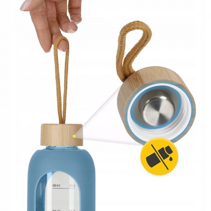 Пляшка для води спортивна 4FIZJO 750 мл скляна Blue (P-5905973404181)