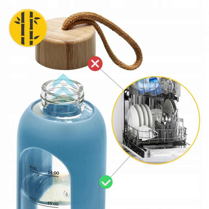 Пляшка для води спортивна 4FIZJO 750 мл скляна Blue (P-5905973404181)