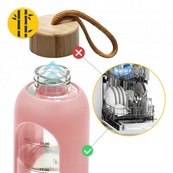 Пляшка для води спортивна 4FIZJO 750 мл скляна Pink (P-5905973404204)