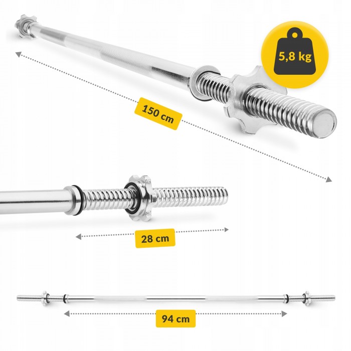 Гриф для штанги прямой 4FIZJO 150 см 25 мм (P-5905973401142)