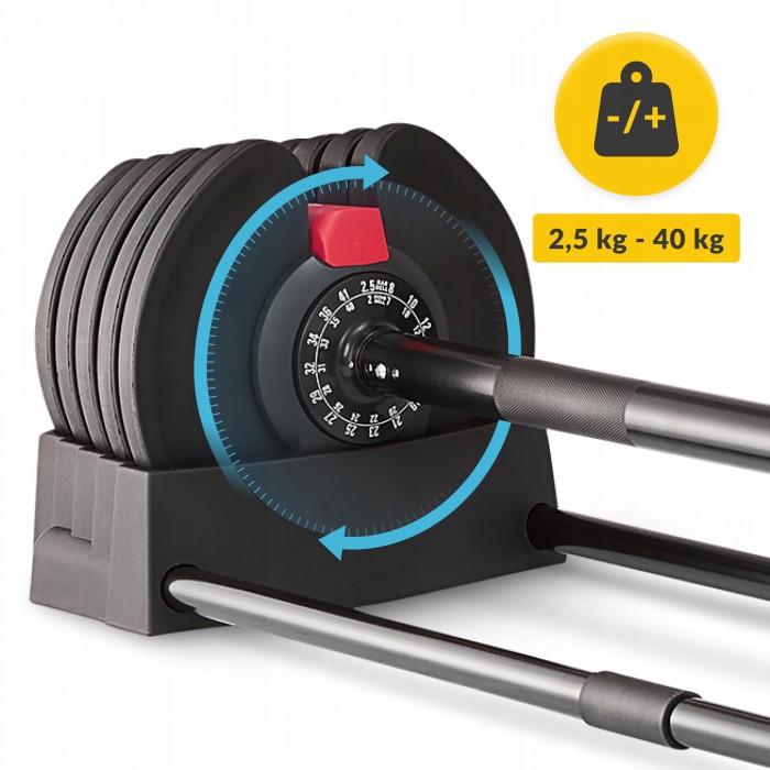 Набор штанга и гантелт с регулируемым весом 4FIZJO 2 в 1 Premium 2.5-40 кг (P-5905973401975)