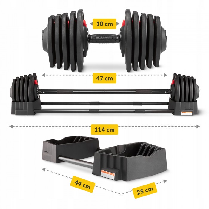 Набор штанга и гантелт с регулируемым весом 4FIZJO 2 в 1 Premium 2.5-40 кг (P-5905973401975)