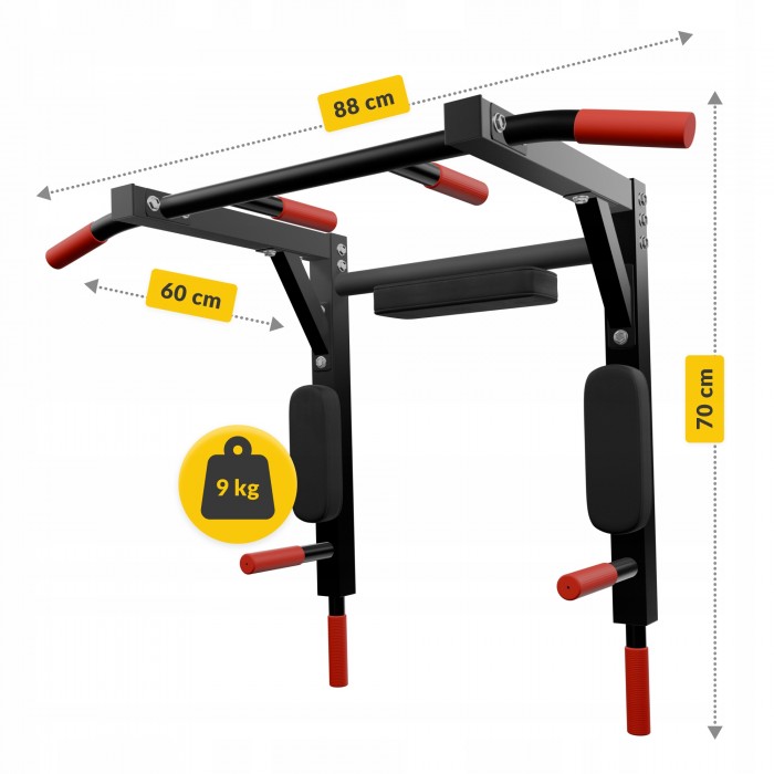 Турник-брусья навесной 4FIZJO 2 в 1 Black (P-5905973402644)