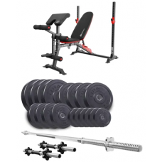 Набір Elitum Titan 89кг з лавою HS-1095, штангою та гантелями