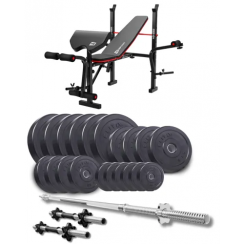 Набір Elitum Titan 109кг з лавою HS-1055 Pro, штангою та гантелями