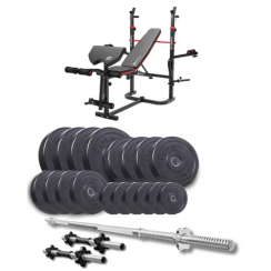 Набір Elitum Titan 89кг з лавою HS-1065HB Pro, штангою та гантелями