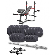 Набір Elitum Titan 109кг з лавою HS-1065HB Pro, штангою та гантелями