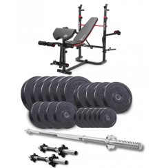 Набір Elitum Titan 109кг з лавою HS-1065HB Pro, штангою та гантелями
