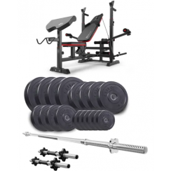 Набір Elitum Titan 89кг з лавою HS-1075 Pro, штангою та гантелями