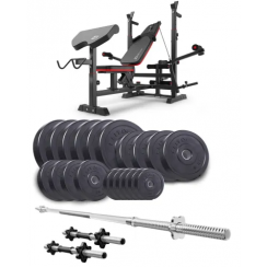 Набір Elitum Titan 109кг з лавою HS-1075 Pro, штангою та гантелями