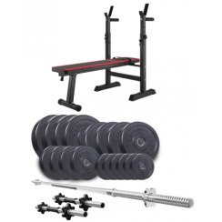 Набір Elitum Titan 89кг з лавою HS-1080, штангою та гантелями