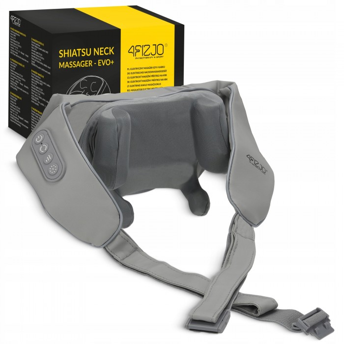 Накидка-масажер 4FIZJO Shiatsu Evo+ для шиї та спини, акумуляторний Grey (P-5905973404150)