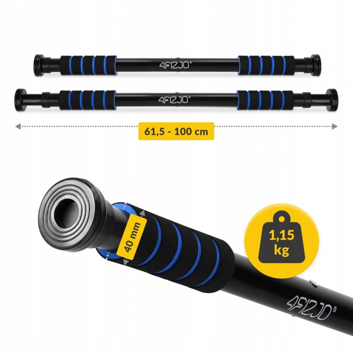 Турнік розсувний 4FIZJO Basic 61.5-100 см Black/Blue (P-5905973402705)