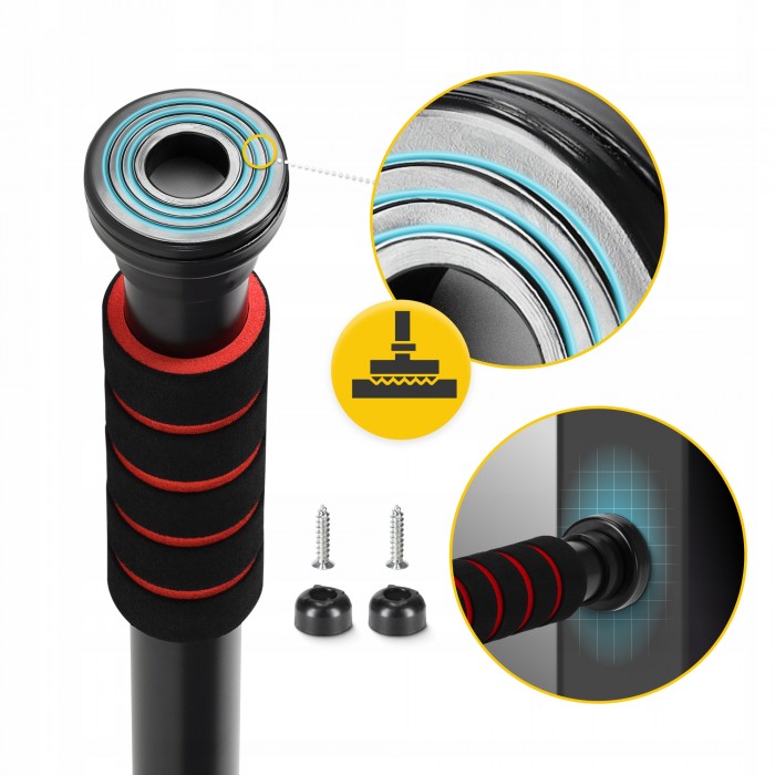 Турнік розсувний 4FIZJO Basic 61.5-100 см Black/Red (P-5905973402712)