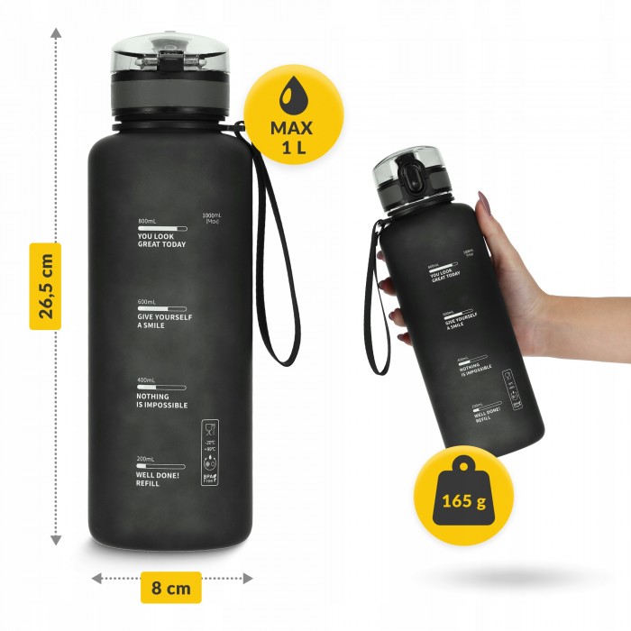 Пляшка для води спортивна 4FIZJO 1000 мл Black (P-5905973403788)