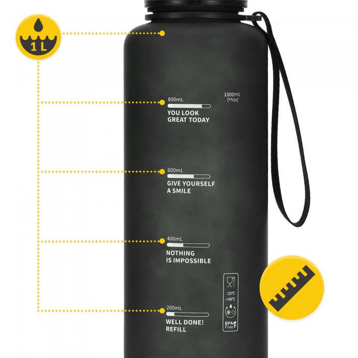 Пляшка для води спортивна 4FIZJO 1000 мл Black (P-5905973403788)