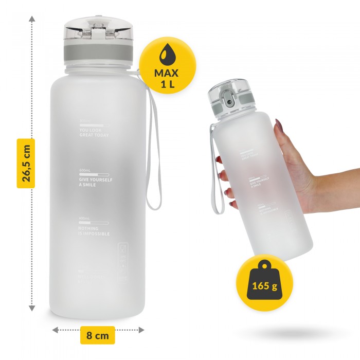 Бутылка для воды спортивная 4FIZJO 1000 мл Grey (P-5905973404273)