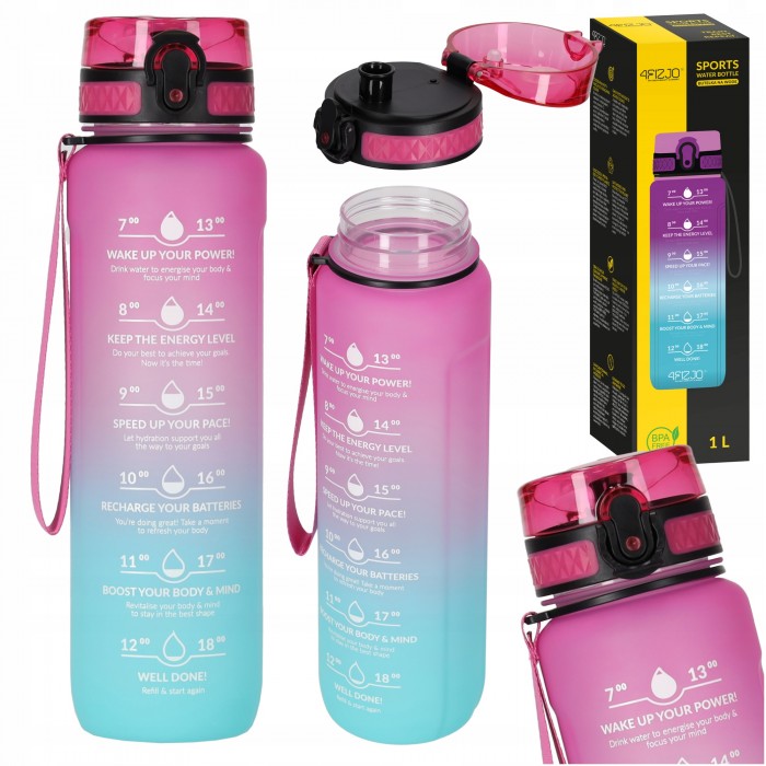 Пляшка для води спортивна 4FIZJO 1000 мл Pink/Sky Blue (P-5905973400770)