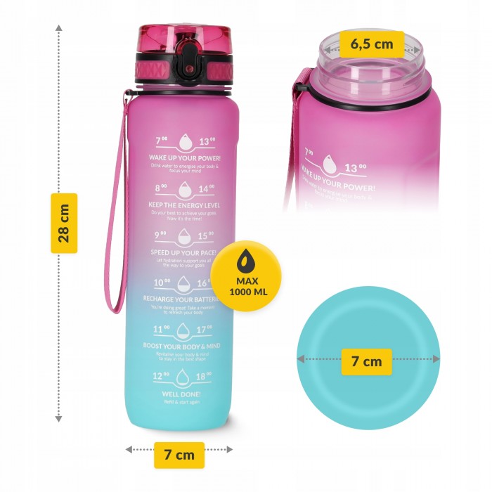 Пляшка для води спортивна 4FIZJO 1000 мл Pink/Sky Blue (P-5905973400770)