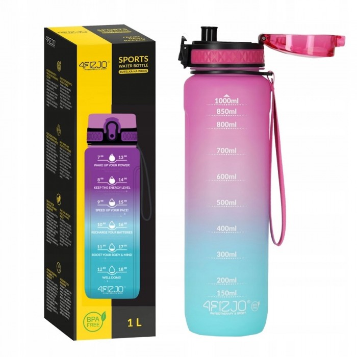 Пляшка для води спортивна 4FIZJO 1000 мл Pink/Sky Blue (P-5905973400770)