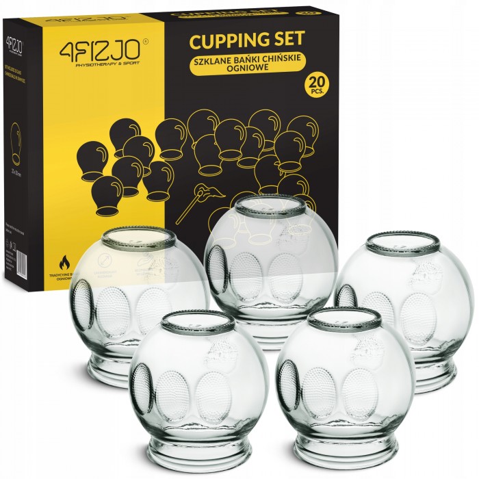Вакуумні масажні банки 4FIZJO для тіла (китайські/антіцелюлітні банки) 20 шт скляні (P-5905973402248)
