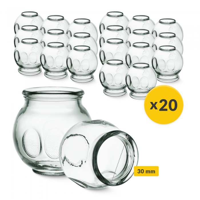 Вакуумні масажні банки 4FIZJO для тіла (китайські/антіцелюлітні банки) 20 шт скляні (P-5905973402248)