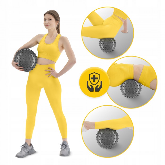 М'яч для пілатесу, йоги, реабілітації 4FIZJO 20 см (масажний) Black (P-5905973402330)