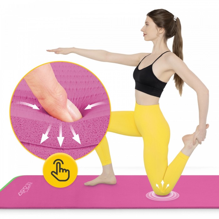 Килимок (мат) спортивний 4FIZJO NBR 180 x 60 x 1.5 см для йоги та фітнесу Pink (P-5905973405669)