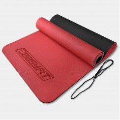 Коврик для йоги и фитнеса EasyFit TPE+TC 6 мм двухслойный красный-черный